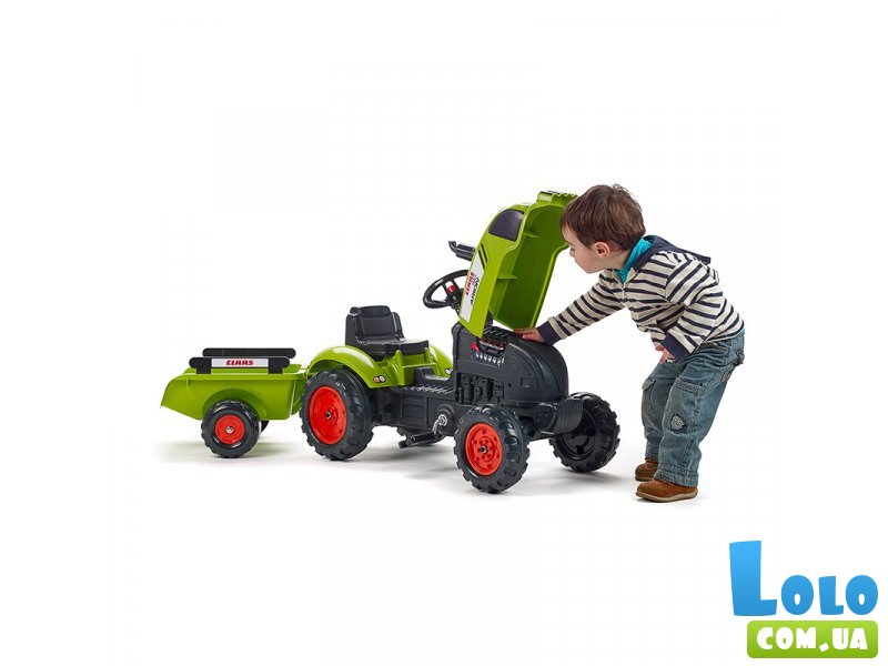 Детский трактор на педалях с прицепом Claas Arion (зеленый)